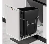 Garvee Poubelle Coulissante Sous Évier, Kit Robuste Avec Glissières Fermeture Douce, Solution Discrète Pour Déchets Cuisine(Poubelle Non Incluse), Idéal Pour Gain De Place