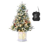 Garvee Sapin De Noël Artificiel, Arbre Artificiel avec 78 LED, Branches Réalistes, Baies Rouges, Flocon De Neige, pour Décoration Noël