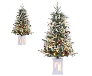 Garvee Sapin De Noël Artificiel, Arbre Artificiel avec 78 LED, Branches Réalistes, Baies Rouges, Flocon De Neige, pour Décoration Noël