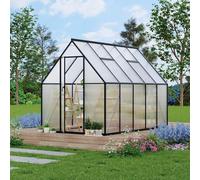 Garvee Serre de Jardin 6x9 Pieds en Aluminium Robuste avec Panneaux Polycarbonate - Porte verrouillable, Lucarne de Toit réglable, Espace intérieur généreux, Montage Rapide - Couleur : Noire