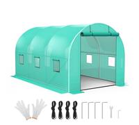 Garvee Serre Tunnel pour extérieur, Cadre en Acier galvanisé 244 x 396 x 213 cm, 6 fenêtres avec moustiquaire, Couverture PE Vert, pour Potager, Plantes, Hiver, Potager botanique