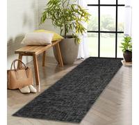 Garvee Solid Runner Rug 3x5 Washable Runners for Hallways, Non Slip Kitchen Rugs Modern Faux Wool Bathroom Rug Runners Indoor, Modern Abstract Carpet for Hall Kitchen Bedroom,Black