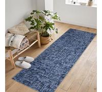 Garvee Solid Runner Rug 4x6 Washable Runners for Hallways, Non Slip Kitchen Rugs Modern Faux Wool Bathroom Rug Runners Indoor, Modern Abstract Carpet for Hall Kitchen Bedroom,Blue
