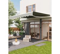 Garvee Store Banne Articulé Extensionérieur pour Terrasse Et Balcon, Protection UV50+, Tissu Déperlant, Inclinaison Et Longueur Réglables, Manivelle, Montage Fresque, Taille 4mx2,5m