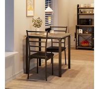 Garvee Table à Manger 2 Personnes, Set Dînette Compact Gris - Table Carrée & 2 Chaises Gain De Place pour Cuisine Petits Espaces