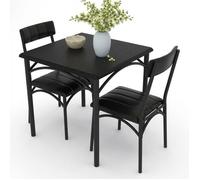 GARVEE Table à manger avec chaises-Ensemble Table salle à Manger en bois avec 2 chaises-design industriel - pour 2 personnes,Noir