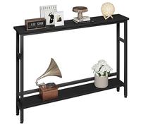 Garvee Table Console, Console d'Entrée 100x15x80 cm, Table d'Appoint Étroite à 2 Niveaux avec Étagères Ouvertes,Table de Salon Fine pour Salon, Couloir, Entrée, Cuisine, Noir