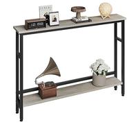 Garvee Table Console, Console d'Entrée 100x15x80 cm, Table d'Appoint Étroite à 2 Niveaux avec Étagères Ouvertes,Table de Salon Fine pour Salon, Couloir, Entrée, Cuisine, Gris