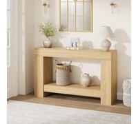 Garvee Table Console Garvee 120 cm, Table d’Entrée Longue 2 Niveaux avec Rangement, Style Fermier, en Bois Naturel pour Salon, Couloir, Hall d’Entrée