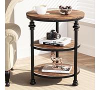 Garvee Table d'Appoint Ronde en Bois, Table Basse à 3 Niveaux, Design Industriel, Montage Facile pour Salon Ou Chambre, Ø45 x 60 cm, Couleur Rétro