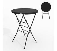 Garvee Table Pliante de Jardin Ronde Ø80cm, Mange Debout Pliant Haute, Noir | Stabilité et Résistance Météo, Table Ronde Exterieur Parfaite pour Jardin, Terrasse, Buffet ou Événement