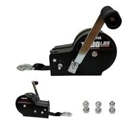 Garvee Treuil manuel robuste 3500lbs - Sangle 10m - Double rapport 4:1/8:1 - Manivelle portable - Pour remorquage bateaux, camions, RV, ATV, jet ski - Poignée rapide - Couleur: noir