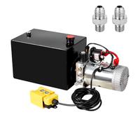 Garvee Unité de puissance hydraulique simple effet - Pompe 12V DC 3200 PSI, réservoir acier 12L - Portable et haute performance pour remorque basculante, levage auto - Boîte carrée fer 12L 12V