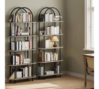 GarveeHome 5-Tier Arched Bookshelf, 71 inch Tall, Modern Open Bookcase with Metal Frame - Freestanding Display Rack, Plant Stand for Living Room, Bedroom, Home Office - Set of 2 - Multi-Box Shipment