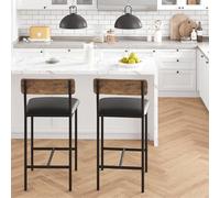 GarveeHome Assise Large - Lot de 2 chaises de Bar rembourrées avec Dossier - Hauteur 65 cm - Repose-Pieds intégré - Style rétro Brun - ilot de Cuisine, Bar - Classique Color, Two Piece Bar Chair