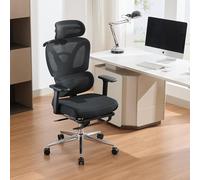 GarveeHome Chaise de Bureau Ergonomique - Dossier Haut en Maille, Soutien Lombaire et Appui-tête réglables, accoudoirs 3D, Repose-Pieds rétractable, Assise Large et Respirante
