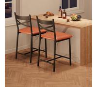 GarveeHome Chaises de Bar Hauteur comptoir - Assise rembourrée Similicuir - Dossier croisé, Repose-Pieds - Structure métal Solide - Lot de 4