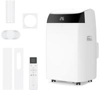 GarveeHome Climatiseur Mobile 12000 BTU 3-en-1, Silencieux, Écran numérique, Télécommande, Minuterie 24h, Kit fenêtre + Tuyau d'évacuation, pour pièces jusqu'à 51 m²