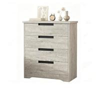 GarveeHome Commode 4 Tiroirs 77 x 39 x 91,5 cm, Commode Chambre Adulte, Meuble de Rangement Chiffonnier, Poignées Encastrées, MDF et Panneaux de Particules, Chambre Salon Entrée Couloir, Gris Clair