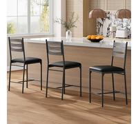 GarveeHome Confort épais et imperméabilité - Chaise de Bar Moderne en Similicuir Gris, Dossier Ergonomique, Style Industriel, Structure Robuste - Gris, Lot de 2