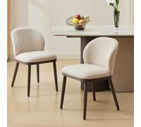 GarveeHome Confort idéal - Lot de 2 chaises de Salle à Manger - Design Moderne, Dossier Ergonomique, Assise rembourrée, Pieds en Bois Robustes, capacité 120 kg, Montage Facile Beige Clair