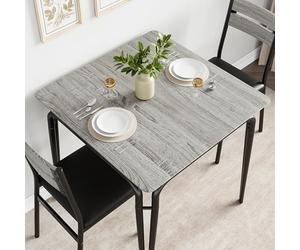 GarveeHome Ensemble de salle à manger compact et moderne pour 2 personnes - Table carrée avec chaises rembourrées - Idéal pour appartements et petits espaces - Plateau résistant en MDF - Gris