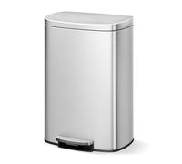 GarveeHome Ensemble poubelle métallique 50L : poubelle de cuisine 10L en acier inoxydable avec couvercle, pédale, bac intérieur, poignée arrière, blanc (couleur acier inoxydable, 50L)