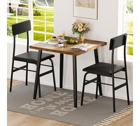 GarveeHome Ensemble Salle à Manger Compact 3 pièces - Table carrée Bois et métal, 2 chaises rembourrées - Gain de Place, Robuste, Facile à Assembler