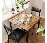 GarveeHome Ensemble Salle à Manger Compact 3 pièces - Table carrée et chaises rembourrées - Gain de Place pour Cuisine, Appartement ou Studio - Style rétro Bois et métal - rétro