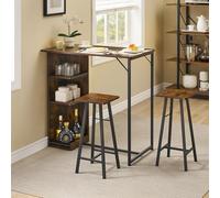 GarveeHome Ensemble Table Haute et chaises 3 pièces pour 2 Personnes - Table avec étagères de Rangement - Design Compact Gain de Place