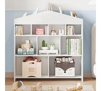 GarveeHome Étagère à Livres pour Enfants, boîte de Rangement à 9 Compartiments, pour Jouets d'enfants, en Bois, avec kit de Protection Anti-basculement, pour Chambre d'enfant, Salon, Blanc