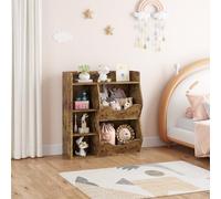 GarveeHome Étagère bibliothèque Enfant Double Face - 3 Niveaux, 5 Compartiments - Bois Robuste - Rangement Livres et Jouets - Idéal Chambre, Salle de Jeux, crèche - Couleur rétro