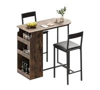 GarveeHome Gain de Place pour Petits espaces - Ensemble Table et 2 chaises de Bar - Table à Manger compacte avec 3 étagères de Rangement - rétro - Couleur Classique Color