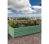 GarveeHome Grand Jardinière surélevée en Acier galvanisé,Carré Potager en Fond Ouvert,Durable & Antirouille,Bac surélevé/Lit de Jardin pour légumes,Herbes,Fleurs(180X90X60cm,Vert)