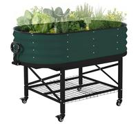 GarveeHome Grand Jardinière surélevée en Acier galvanisé sur roulettes,Carré Potager Mobile avec Filet Anti-Oiseaux,Bac surélevé sur Pied,Bac à Plantes pour légumes,Herbes,Fleurs(120X60X30cm,Vert)