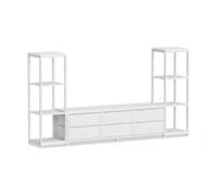 GarveeHome Industrial Dresser TV Stand for 75 inch TV - 6 Fabric Drawers - 4-Tier Storage Shelves - Sturdy Metal Frame - Modern Media Console for Living Room Or Bedroom, Black