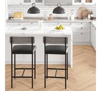 GarveeHome Lot de 2 chaises de Bar rembourrées avec Dossier et Repose-Pieds - Hauteur 65 cm - Gris, Two Piece Bar Chair