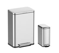 GarveeHome Lot De 2 Poubelle Cuisine En Inox-Ensemble 50L & 8L,Poubelle à Pédale Tri Sélectif Avec Bacs Amovibles,Fermeture En Douceur Et Silencieux,Hermétique,Idéal Cuisine,Bureau,Salle De Bain,Salon