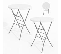 GarveeHome Lot de 2 tables hautes pliantes - Hauteur : 110 cm - Diamètre : 80 cm - Table d'appoint pliante - Table de bar - Table de cocktail - Table de fête ronde - Table haute de jardin