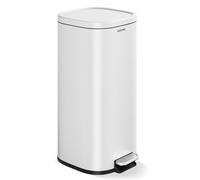 GarveeHome Lot Poubelles Métalliques 30L Et 60L Antirouille à Pédale, Couvercle Hermétique, Bac Intérieur Amovible Et Poignée Arrière Tri Sélectif Cuisine, Maison Et Bureau (Blanc, 30L)