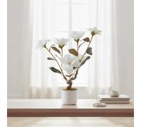 GarveeHome Magnolia Artificiel de 60 cm, avec Pot de Fleurs Blanc et 6 Fleurs réalistes, Grandes Plantes artificielles en Pot pour la décoration de la Maison ou du Bureau