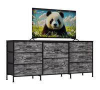 GarveeHome Meuble TV 8 Tiroirs - Cadre Métallique Et Panneau en Bois Durable, Meuble TV Et Boîte De Rangement, Assemblage Rapide en 20 Min, 160x69x36 cm