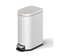 GarveeHome Poubelle 10L en acier inoxydable avec couvercle, poubelle de cuisine antirouille à pédale, support pour sac, poignée arrière, fermeture douce (Blanc, 10L)
