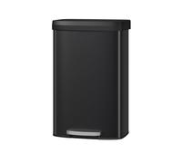 GarveeHome Poubelle 50L en acier inoxydable avec couvercle, poubelle de cuisine antirouille à pédale, support pour sac, poignée arrière, fermeture douce (Noir, 80L)