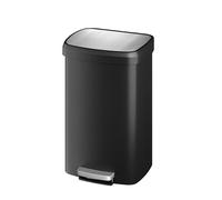 GarveeHome Poubelle 50L en acier inoxydable avec couvercle, poubelle de cuisine antirouille à pédale, support pour sac, poignée arrière, fermeture douce (noir2, 50L)