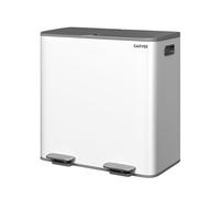 GarveeHome Poubelle 50L en acier inoxydable avec couvercle, poubelle de cuisine antirouille à pédale, support pour sac, poignée arrière, fermeture douce (Blanc grisâtre, 2×40L)