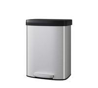GarveeHome Poubelle 60L en acier inoxydable avec couvercle, poubelle de cuisine antirouille à pédale, support pour sac, poignée arrière, fermeture douce (Acier inoxydable, 60L)