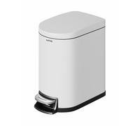 GarveeHome Poubelle à Pédale 6 L En Acier Inoxydable, Un Compartiment, Avec Couvercle Hermétique Et Anti-Odeurs. Robuste Idéale Pour La Cuisine, Le Bureau Salle De Bain (blanc, 6L)