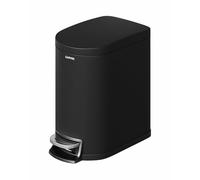 GarveeHome Poubelle à Pédale 6 L En Acier Inoxydable, Un Compartiment, Avec Couvercle Hermétique Et Anti-Odeurs. Robuste Idéale Pour La Cuisine, Le Bureau Salle De Bain (noir mat, 6L)