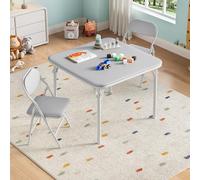 GarveeHome Set Pliable Table et chaises Enfants - Structure métal Solide, Repas -assises PU rembourrées - Gris, 1 Table + 2 chaises (1+2)